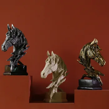 Derva Arkliai Statula Namų Dekoro Arklio Galvos Skulptūra Abstrakčiai Apdaila Statulėlės Namų Puošybai Modernus Priedai
