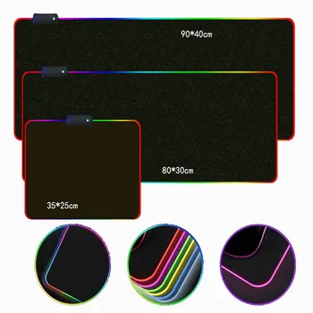 XGZ Matematinės Lygties Didelis RGB Žaidimų Pelės Mygtukai Žaidėjus, Klaviatūra, Kilimėlis, LED Šviesos USB Laidinio XXL Pelės Pelės 7 Akinti Spalvų