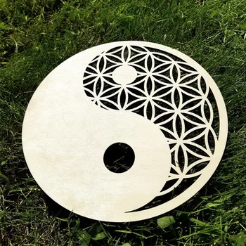 Yin Yang Gėlių Gyvenimo Medinės Sienos Menas, Geometrijos Sienos Kabo Ženklas, Svetainė, Namo Apdaila, Jogos Ir Meditacijos Studija, Dekoro