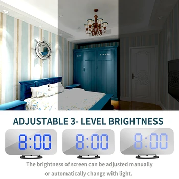 Veidrodis LED Skaitmeninis Laikrodis-Žadintuvas Atidėti Dual USB Telefonų Įkrovimo Elektroniniai Laikrodžiai, Stalo Laikrodis, Miegamojo Office Home Apdaila