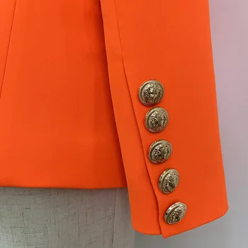 2020 Fluorescentinės Oranžinės Moterų Švarkas Tiktų Klasikiniai dvieiliai Mygtukai Slim Office Ponios Švarkas ilgomis Rankovėmis Striukė Moterims