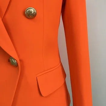 2020 Fluorescentinės Oranžinės Moterų Švarkas Tiktų Klasikiniai dvieiliai Mygtukai Slim Office Ponios Švarkas ilgomis Rankovėmis Striukė Moterims