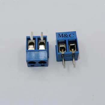 100 vnt 2 Pin Varžtas mėlyna PCB Gnybtų Bloko Jungtis 5mm Pikis