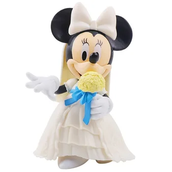 12 cm Disney Balta vestuvinė suknelė Mickey Mouse Minnie Princess Veiksmų Skaičius, Lėlės Modelis, vaikų Gimtadienio Dovana 2 vnt/komplektas