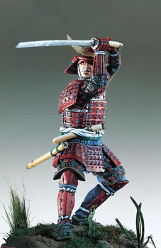 1/32 54mm Samurajus Warrior, senovės Laikotarpį raudonas kailis 54mm žaislas Derva Modelis Miniatiūrų Rinkinys unassembly Unpainted