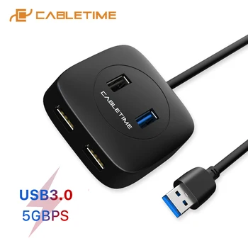 CABLETIME USB C Hub USB 3.0 4 1 Adapteris 5Gbps Micro Uosto Sinchronizuoti duomenis Nešiojamąjį kompiuterį 