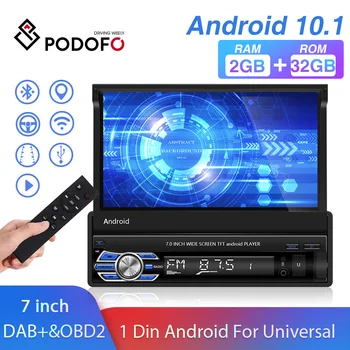 Podofo 1 DIN Android 10.0 Automobilio Radijo Automobilių Multimedijos Grotuvas 7