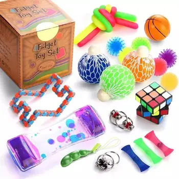 23PCS Pack Fidget Jutimo Žaislų Rinkinys Įtempių Žaislai Autizmo Nerimas Reljefas Streso Pop Burbulas Fidget Žaislai Vaikams Suaugusieji
