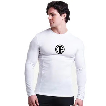 Quick Dry Mens Suspaudimo Fitneso T-shirt Sportas Marškinėliai Vyrams, ilgomis Rankovėmis Kultūrizmo Triko Salė, Bėgimo Marškinėliai Vyrams Treniruotės Drabužius