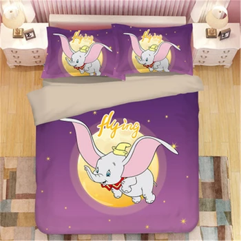 Animacinių filmų Dumbo Patalynės Komplektai karalius ir karalienė dydis Vaikai prabanga Antklode Padengti lova Nustatyti, Užvalkalai žvaigždė pink patalyne