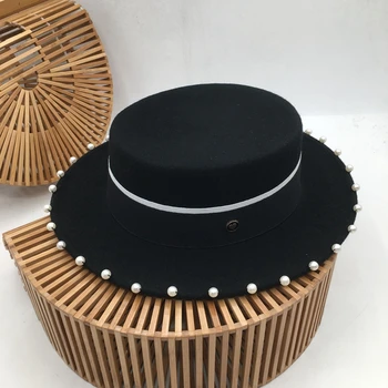 Naujas žiemos vatos Plokščių skrybėlių anglų elegantiškas pearl pastoge šiltas, maži vėjo atkurti senovės būdų, kaip han edition Fedoras Panama