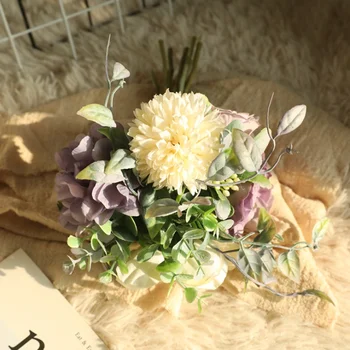 1 krūva Kamuolys Chrizantemų Bijūnų puokštė dirbtinės gėlės namų dekoro vestuvių dovana 