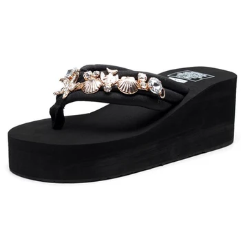 Vasaros sandalai moterims basutės naujos platformos batai, kalnų krištolas lauko paplūdimio šlepetės gumos apačioje neslidus flip flop moterų hy376