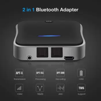 Bluetooth 5.0 Siųstuvas, Imtuvo aptX HD Low Latency Audio 3.5 mm Aux/RCA/SPDIF Bt Muzikos Belaidžio ryšio Adapteris, skirtas TV/Ausinių/Automobilių