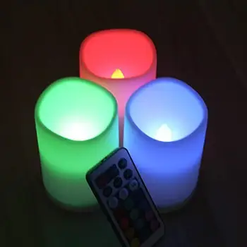 3pcs Flameless LED Žvakės Nuotolinio Valdymo pulto Baterija 7 Spalvų Naktį Žibintai Lempa, Gimtadienis, Kalėdos Šalies Namų Dekoro