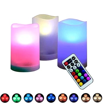 3pcs Flameless LED Žvakės Nuotolinio Valdymo pulto Baterija 7 Spalvų Naktį Žibintai Lempa, Gimtadienis, Kalėdos Šalies Namų Dekoro
