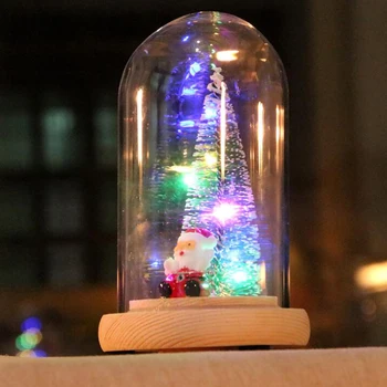 Kalėdų Eglutė LED Nakties Šviesos Darbalaukio Ornamentu su Stiklo danga Švenčių Dekoravimo Kalėdų Dovanos Naujųjų Metų Kalėdų Eglutė