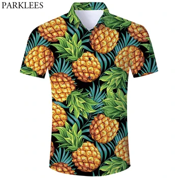 Ananasų Spausdinti Fashion Beach Havajų Marškinėliai Vyrams 2020 Atsitiktinis Atogrąžų 