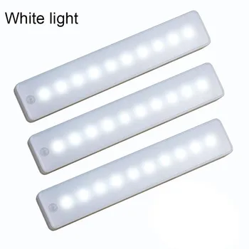 LED Spinta Šviesos 10 LED Judesio Jutiklio Pagal Kabineto Šviesos Klijuoti Visur Naktį Šviesos Juosta Safe dega Spinta Koridoriuje