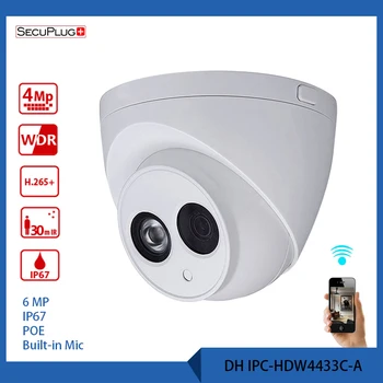 Secuplg+ IPC-HDW4433C-Kamera wifi metaliniu korpusu 6MP Built-in MIC POE IR 50m IP67 IK10 ip kameros pakeisti VAIZDO kamera