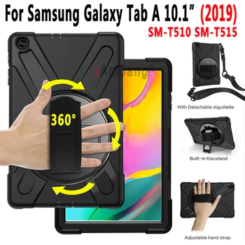 Peties Dirželis Case for Samsung Galaxy Tab 10.1 2019 SM-T510 SM-T515 T510 T515 Sukasi Stendas Vaikai Saugus, atsparus smūgiams Padengti Funda