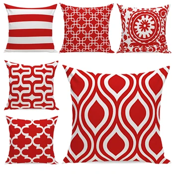 Šiaurės stiliaus pagalvėlė raudona balta dekoratyvinis lino medvilnės geometrinis pagalvėlė padengti namų puošybai užvalkalas sofa apkabinti užvalkalas