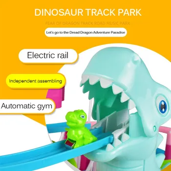 Animacinių Filmų Dinozaurų Track Set Electric Slide Automotrisių Kelio Žaislas Dinozauras, Lipti Laiptais, Muzikos, Šviesos, Interaktyvių Mokomųjų Žaislų