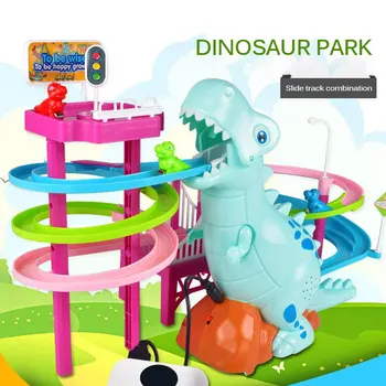 Animacinių Filmų Dinozaurų Track Set Electric Slide Automotrisių Kelio Žaislas Dinozauras, Lipti Laiptais, Muzikos, Šviesos, Interaktyvių Mokomųjų Žaislų