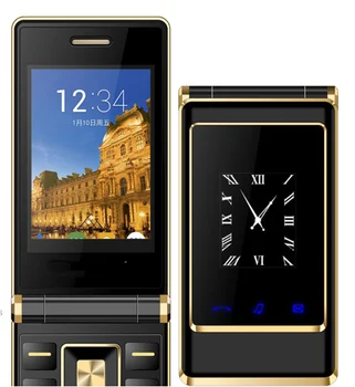 Originalus Flip Telefonas A15 3,0 colių Dual Screen Dual SIM Touch Screen MP3 MP4 FM Vibruoti Garsiai Mobiliojo Telefono Senus Žmones