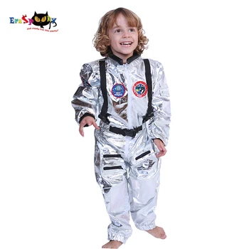Eraspooky Berniukai Astronautas vientisas Jumpsuit Sidabro Astronautas Cosplay Vaikų Piloto Uniformą Šalmas Helovinas Kostiumas Vaikams Šalis