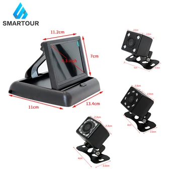 Smartour Automobilinis HD Vaizdo Auto Stovėjimo Stebėti, infraraudonųjų SPINDULIŲ Naktinio Matymo CCD Automobilio Galinio vaizdo Kamera Su 4.3 Colių Automobilio galinio vaizdo Veidrodėlio Ekranas