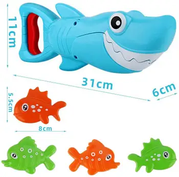 Ryklys Grabber Kūdikių Vonios Žaislai - Blue Shark su Dantų Kramtymas Veiksmai Apima 4 Žaislas Žuvų Vonios Žaislai Berniukams, Mergaitėms, Kūdikiams