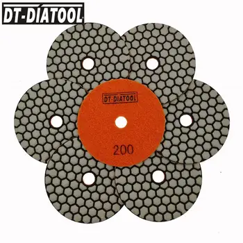 DT-DIATOOL 7 vnt/set dia100mm Dervos Obligacijų Diamond Sauso Šlifavimo Disko Smėlis #200 Granito, Marmuro, Keramikos 4 colių Poliravimo Šluostės