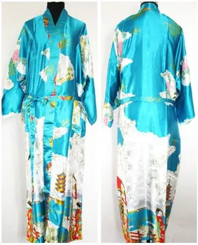 Nemokamas Pristatymas Tamsiai Mėlyna Kinijos Moterų Šilko, Viskozės Chalatas Kimono Vonia Suknelė Pižamą Dydis S M L XL XXL XXXL W2S002