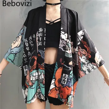 Bebovizi Japonų Stiliaus Juodu Kimono Yukata Vyrų, Moterų Megztinis Haori Obi Vasaros Cosplay Marškinėliai Palaidinė Skraiste Moterų Azijos Drabužių