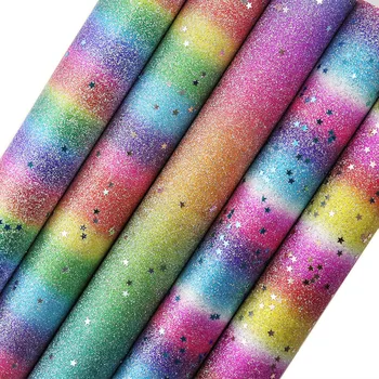 30x134cm Roll Rainbow Star Smulkūs Blizgučiai Audinio Dirbtiniais PU Odos Lankai Earrring Apdaila 