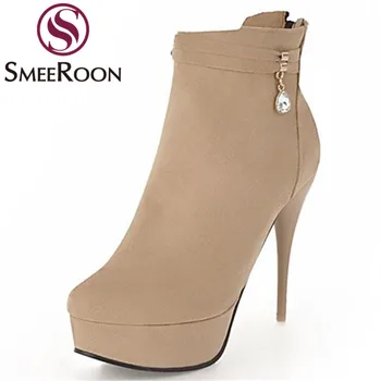 Smeeroon batai elegantiški kalnų krištolas office ponios platformos batai plonas super aukšti kulniukai moterų batai, žieminiai batai didelis dydis