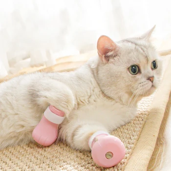 4Pcs/Set Skalbimo Kačių Pėdų Dangtelį Nustatyti Katė Vonios Reikmenys Sumažinti Kačių Nagai Vonios Krepšys Anti-Scratch Bite Skalbimo Kačių Snukio Dangtis