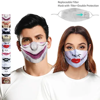 Mascarilla Skalbti Daugkartinių Veido Kaukė Unisex 3D Kūrybos Spausdinti PM 2.5 Dulkių Burną Medvilnės Reguliuojamas Earloops Juokinga Suaugusiųjų Kaukės