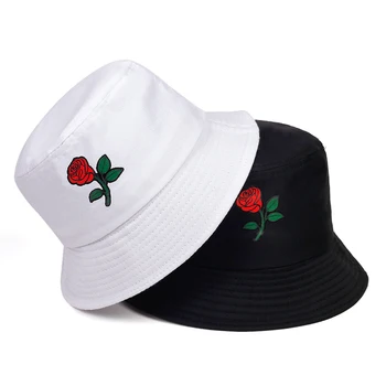 Mados medvilnės laukinių žvejys skrybėlę rose spausdinimo kibirą skrybėlės vasaros lauko moterys kelionės apsauga, saulės, skrybėlės, hip-hop panamos skrybėlės