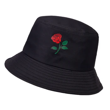 Mados medvilnės laukinių žvejys skrybėlę rose spausdinimo kibirą skrybėlės vasaros lauko moterys kelionės apsauga, saulės, skrybėlės, hip-hop panamos skrybėlės