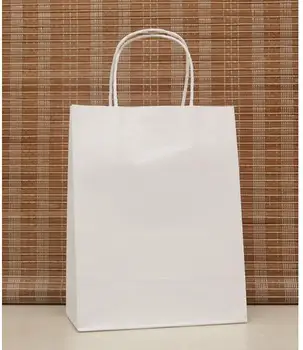 30PCS/daug baltos spalvos popieriaus dovanų maišelis Šventė Popieriaus krepšys su rankenomis Madingi audiniai krepšiai Puikios Kokybės 27*21*11cm