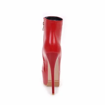 Arden Furtado 2017 m. žiemą aukštakulnius 16cm seksualus adatos (stiletai) batai naktinis klubas bateliai moteris balta raudona trumpas pliušinis batai 48