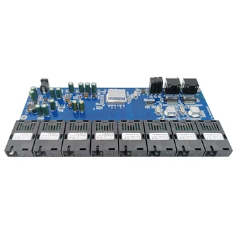 Gigabit Ethernet switch Pluošto Optiniai Media Converter 8 Port 1,25 G SC 2 RJ45 10/100/1000M PCBA valdyba