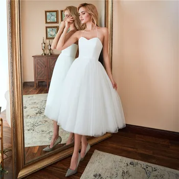 Trumpa Balta Vestuvinė Suknelė Nauja Neformalaus Stebėjimo Paplūdimio Nuotakos Suknelė Kelio Ilgis Karšto Pardavimo Balto Dramblio Kaulo Vestuvių Suknelės