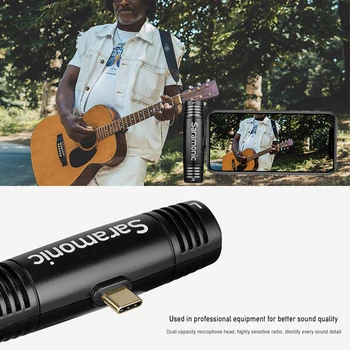 Saramonic SPMIC510 Di/UC Kompaktiškas Stereo Plug-and-play Mikrofonas su Dual kondensatoriaus Žaibo/C Tipo Lizdas 