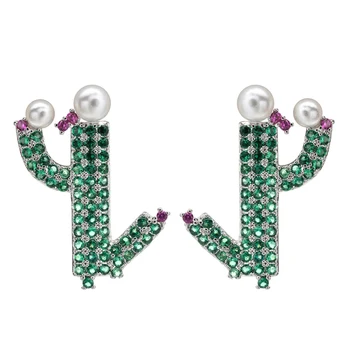 Garsaus prekės ženklo išskirtinį dizainą AAA cirkonis kaktusas auskarai, Vestuviniai papuošalai, dovanos, moterims ir mergaitėms ER-269