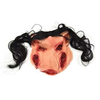 1PC Baisu Kaukes Su Plaukų Halloween Mask Naujovė Halloween Mask Pamatė, Kiaulių Galvos Baisu Cosplay Kostiumų Latekso Atostogų Prekes