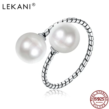 LEKANI 925 Sterlingas Sidabro Reguliuojamas Perlų Moterų Žiedas Romantiška Mada, Retro Dizainas Dalyvavimo Šalies Dovaną Draugui