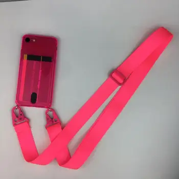 Crossbody Fluorescentinės Spalvos Piniginė Įdėkite Kortelę Karoliai Telefono dėklas Su Virvelę Dirželis Lyno iPhone 12 11 Pro Xs X 6 7 8 Plius
